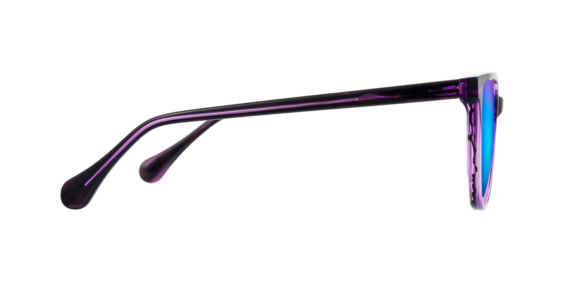 Side of Glenroe in Purple Striped with Blue Mirrored Lenses