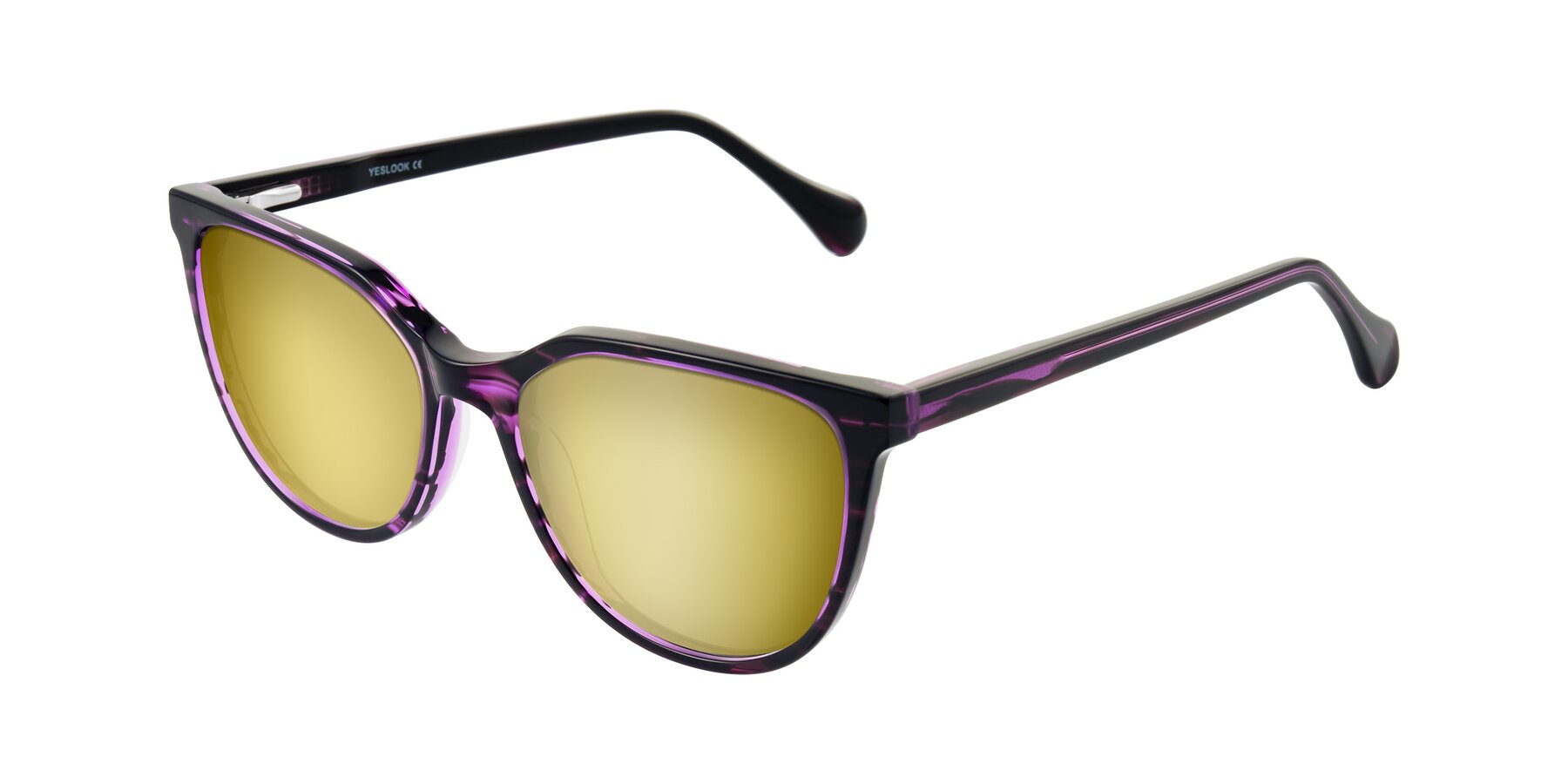 Angle of Glenroe in Purple Striped with Gold Mirrored Lenses