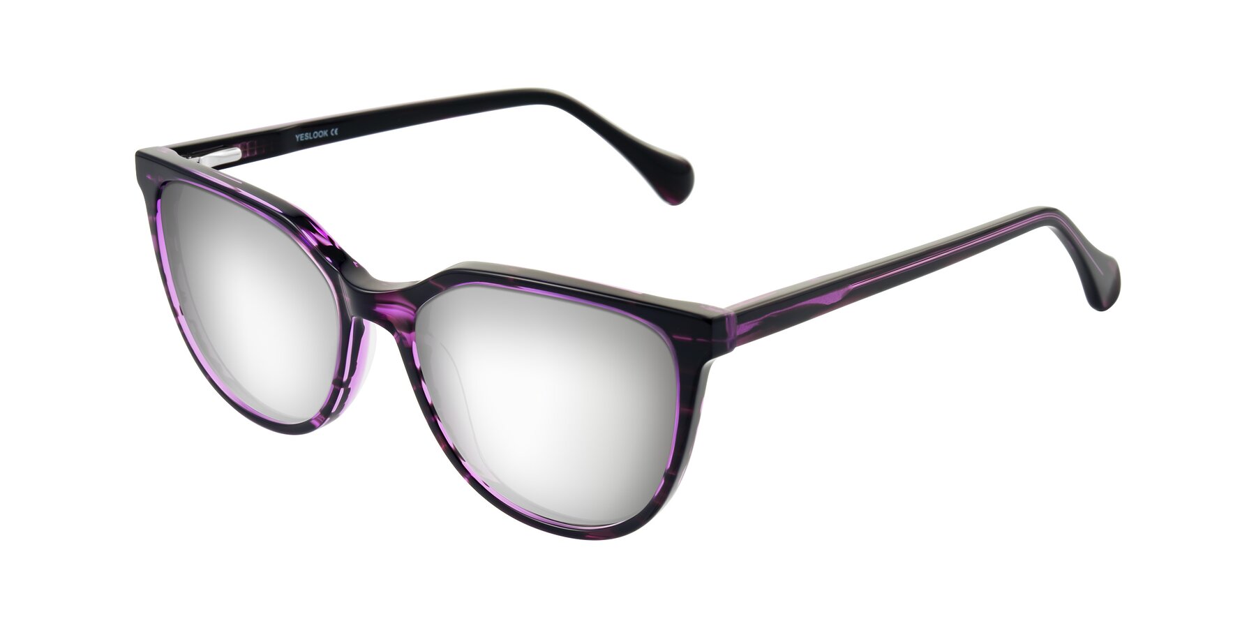 Angle of Glenroe in Purple Striped with Silver Mirrored Lenses
