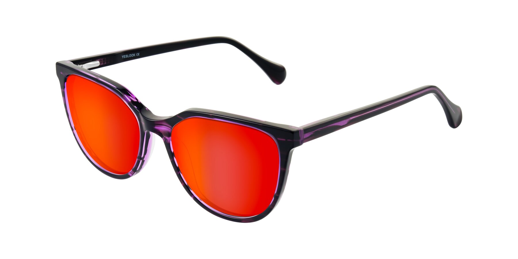 Angle of Glenroe in Purple Striped with Red Gold Mirrored Lenses