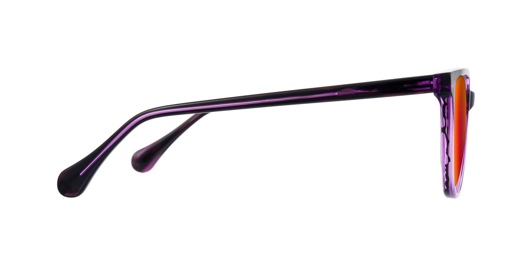 Side of Glenroe in Purple Striped with Red Gold Mirrored Lenses