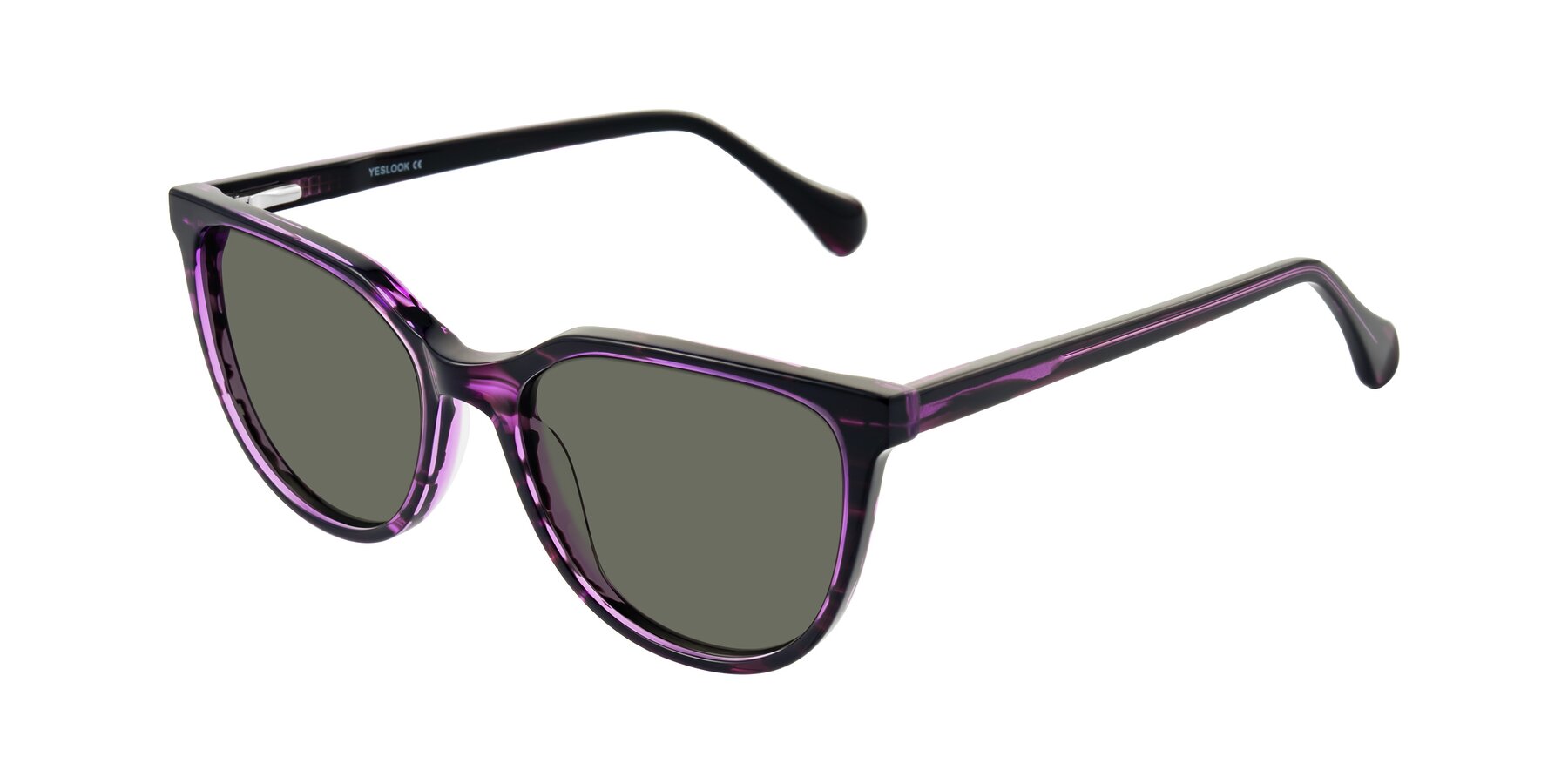Angle of Glenroe in Purple Striped with Gray Polarized Lenses