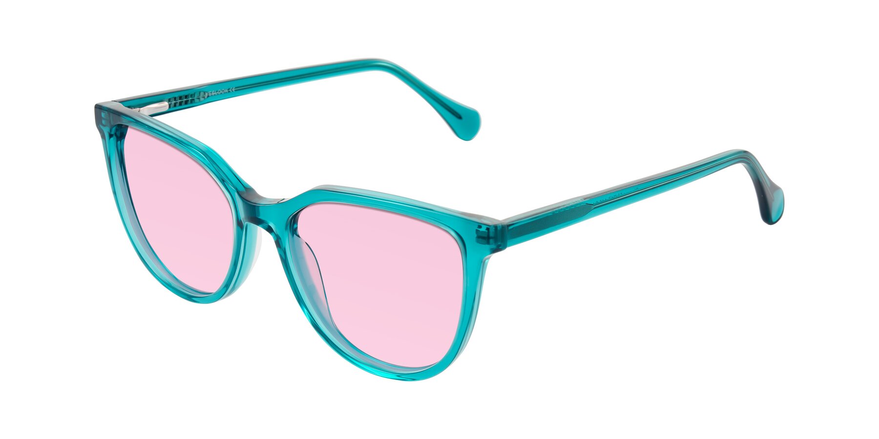 Angle of Glenroe in Peacock with Light Pink Tinted Lenses
