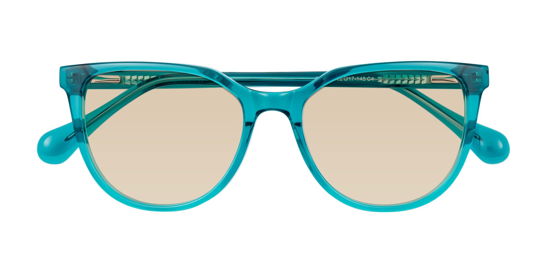 Folded Front of Glenroe in Peacock with Light Brown Tinted Lenses