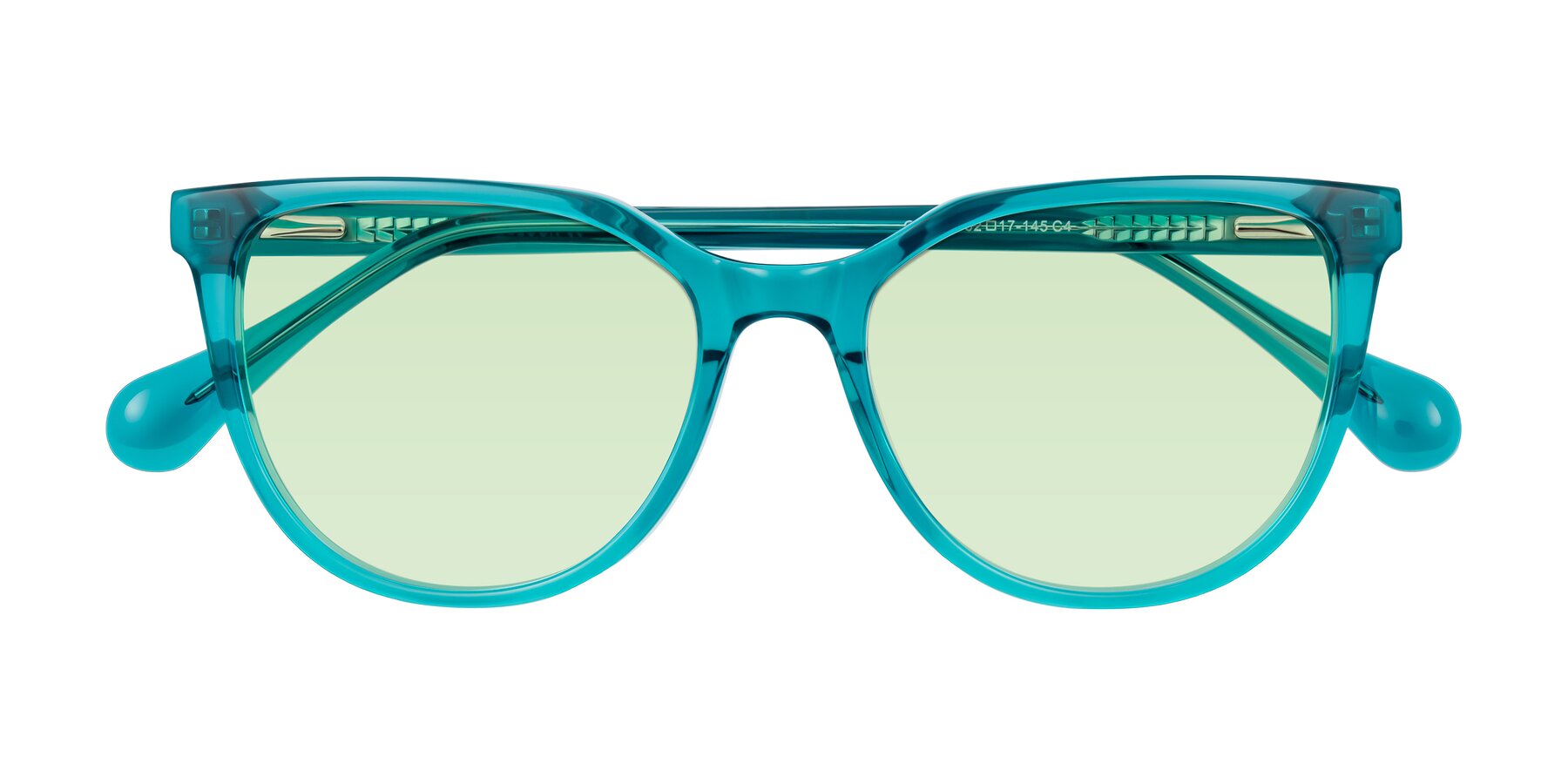 Folded Front of Glenroe in Peacock with Light Green Tinted Lenses