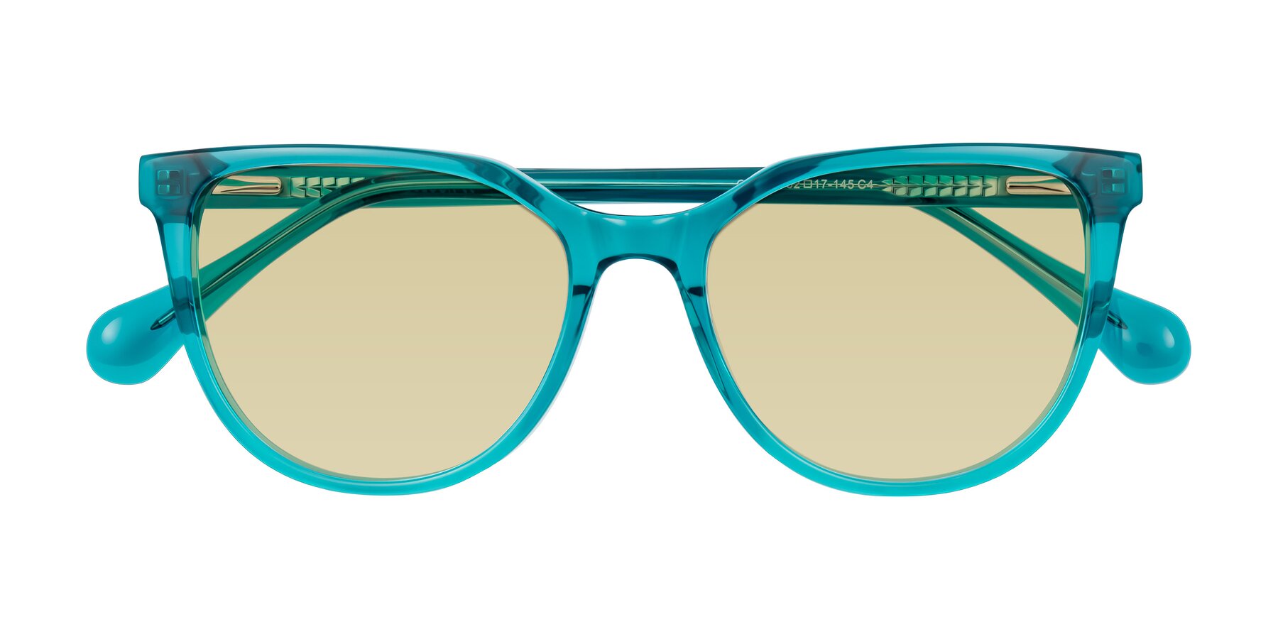 Folded Front of Glenroe in Peacock with Light Champagne Tinted Lenses