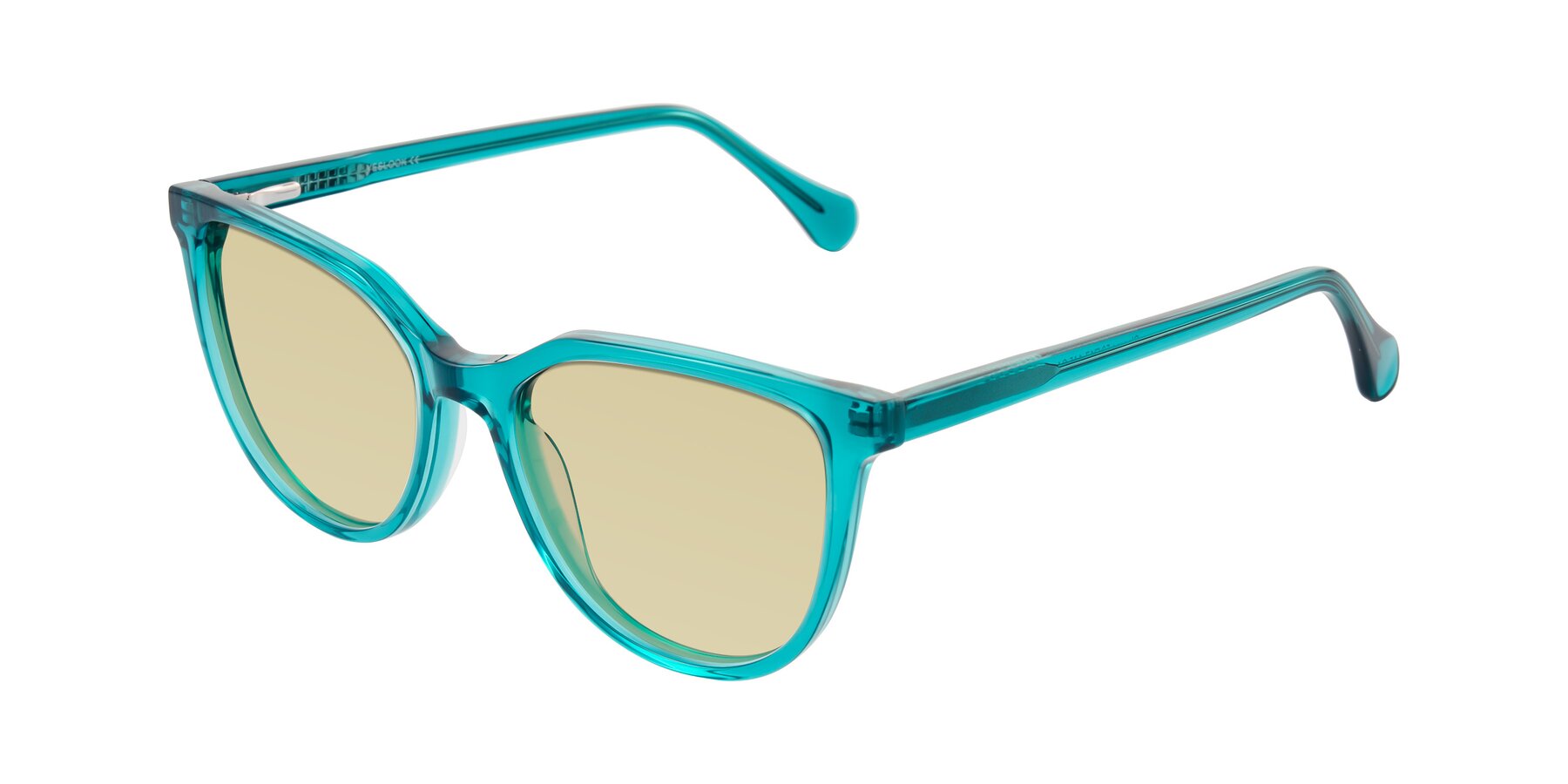 Angle of Glenroe in Peacock with Light Champagne Tinted Lenses