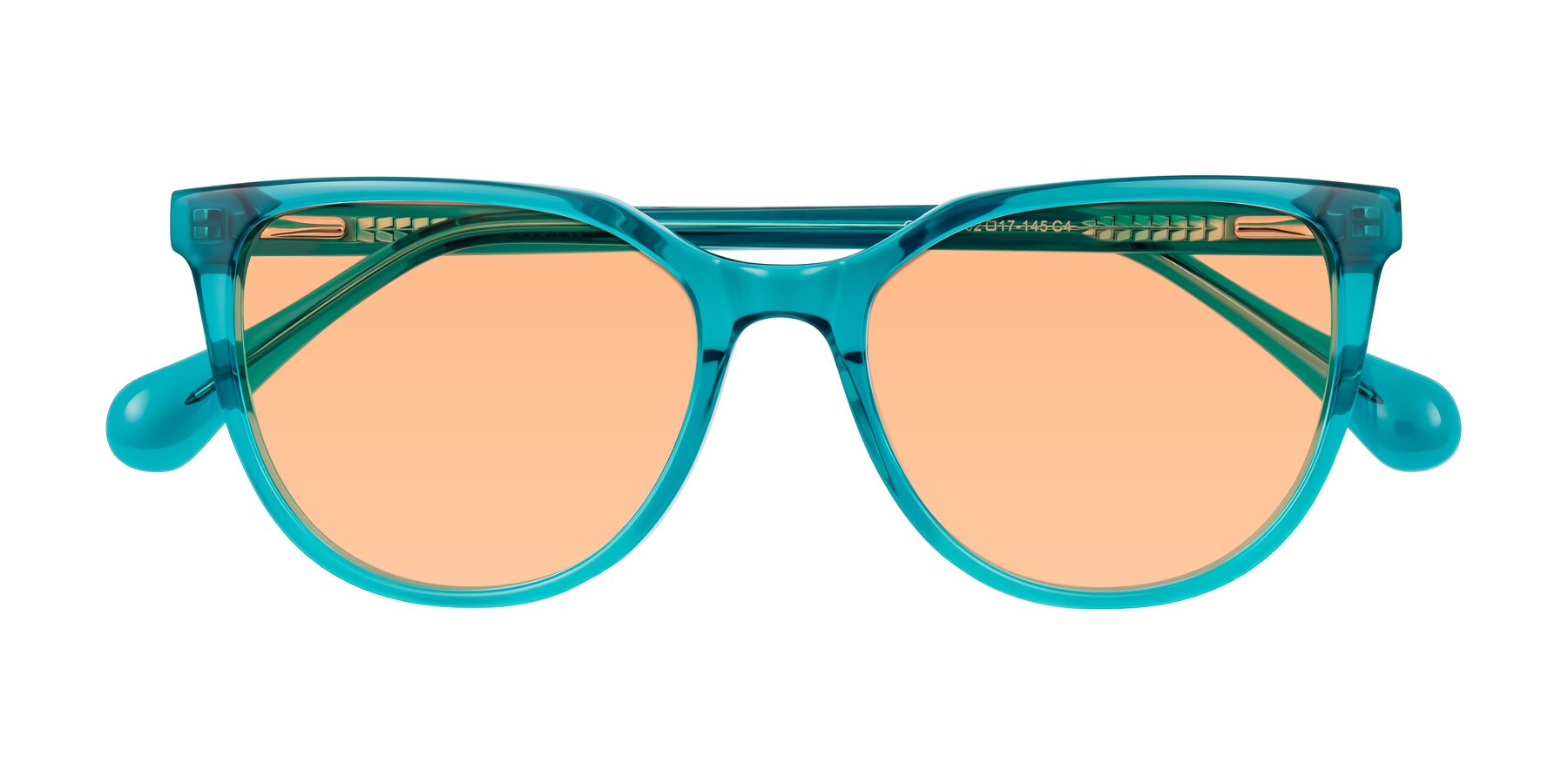 Folded Front of Glenroe in Peacock with Light Orange Tinted Lenses