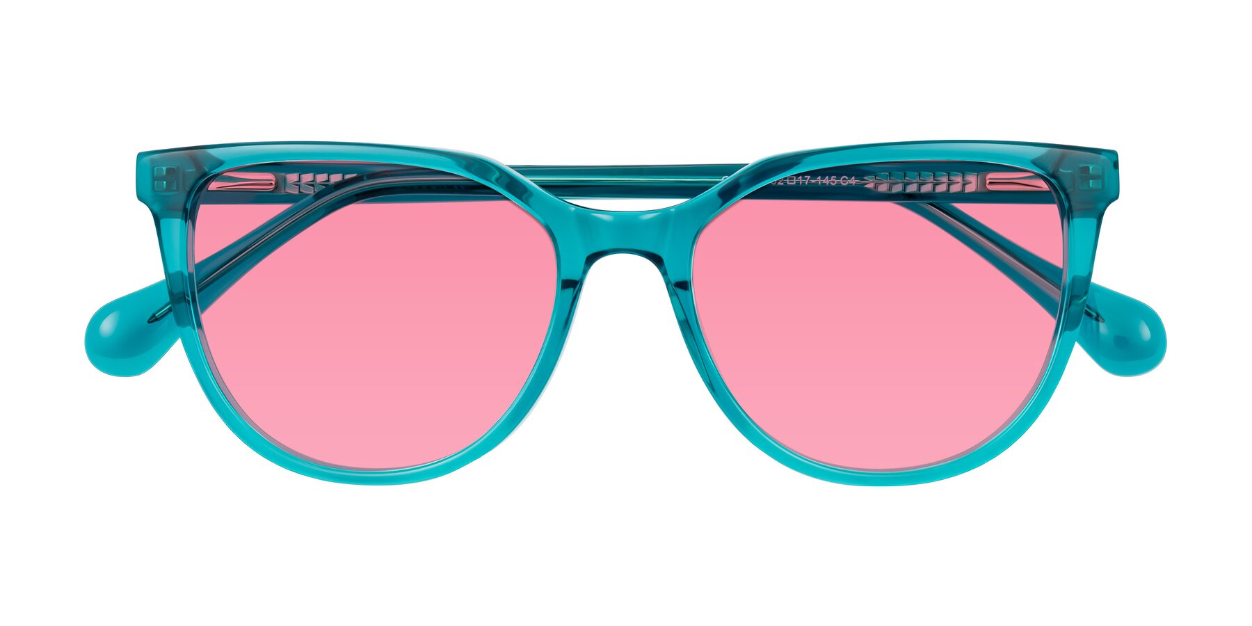 Folded Front of Glenroe in Peacock with Pink Tinted Lenses