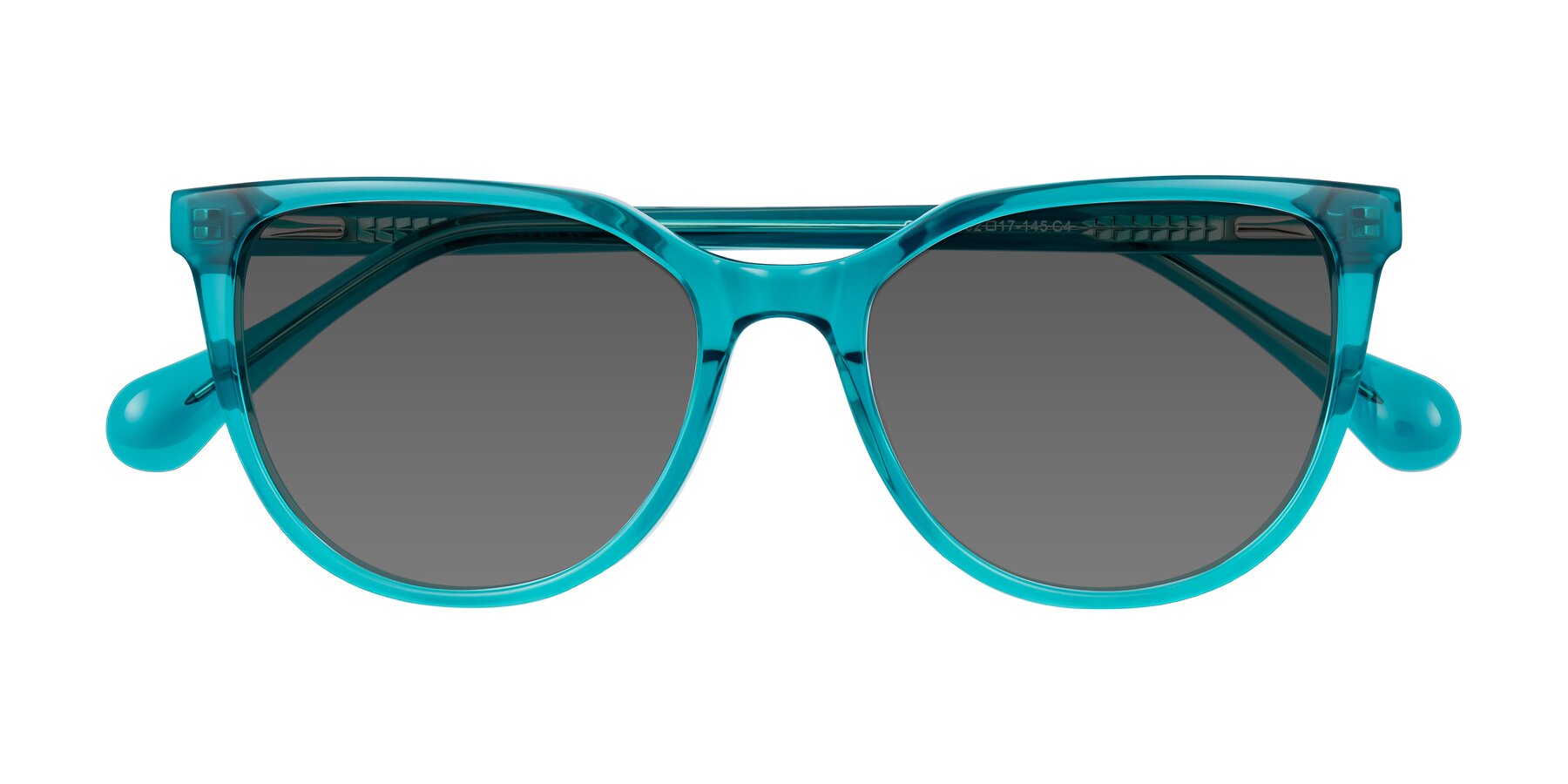 Folded Front of Glenroe in Peacock with Medium Gray Tinted Lenses