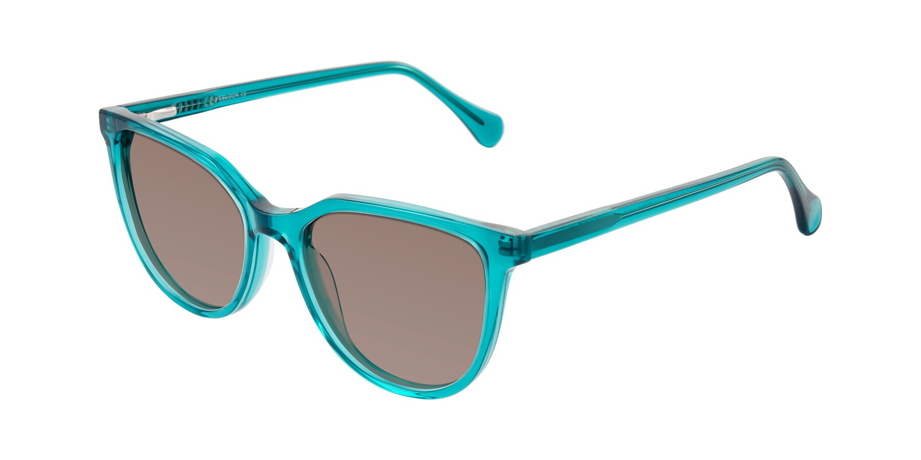 Angle of Glenroe in Peacock with Medium Brown Tinted Lenses