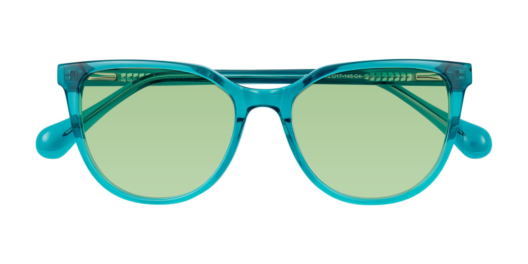 Folded Front of Glenroe in Peacock with Medium Green Tinted Lenses