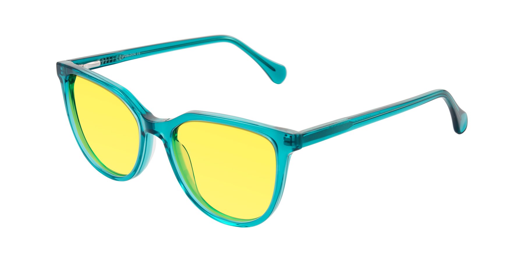 Angle of Glenroe in Peacock with Medium Yellow Tinted Lenses