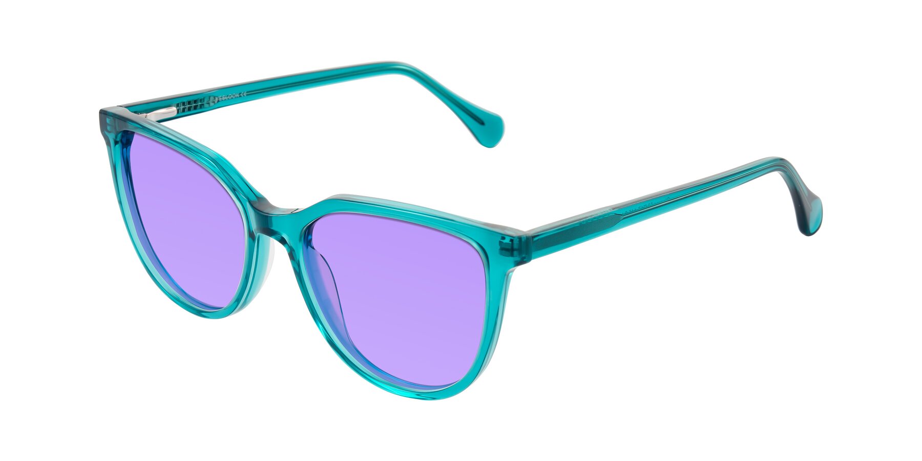 Angle of Glenroe in Peacock with Medium Purple Tinted Lenses