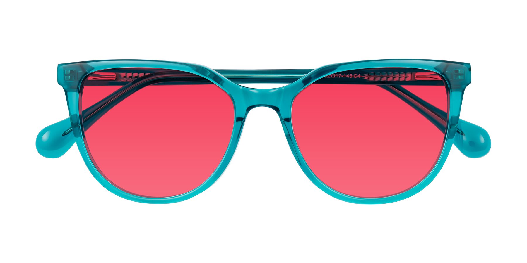 Folded Front of Glenroe in Peacock with Red Tinted Lenses