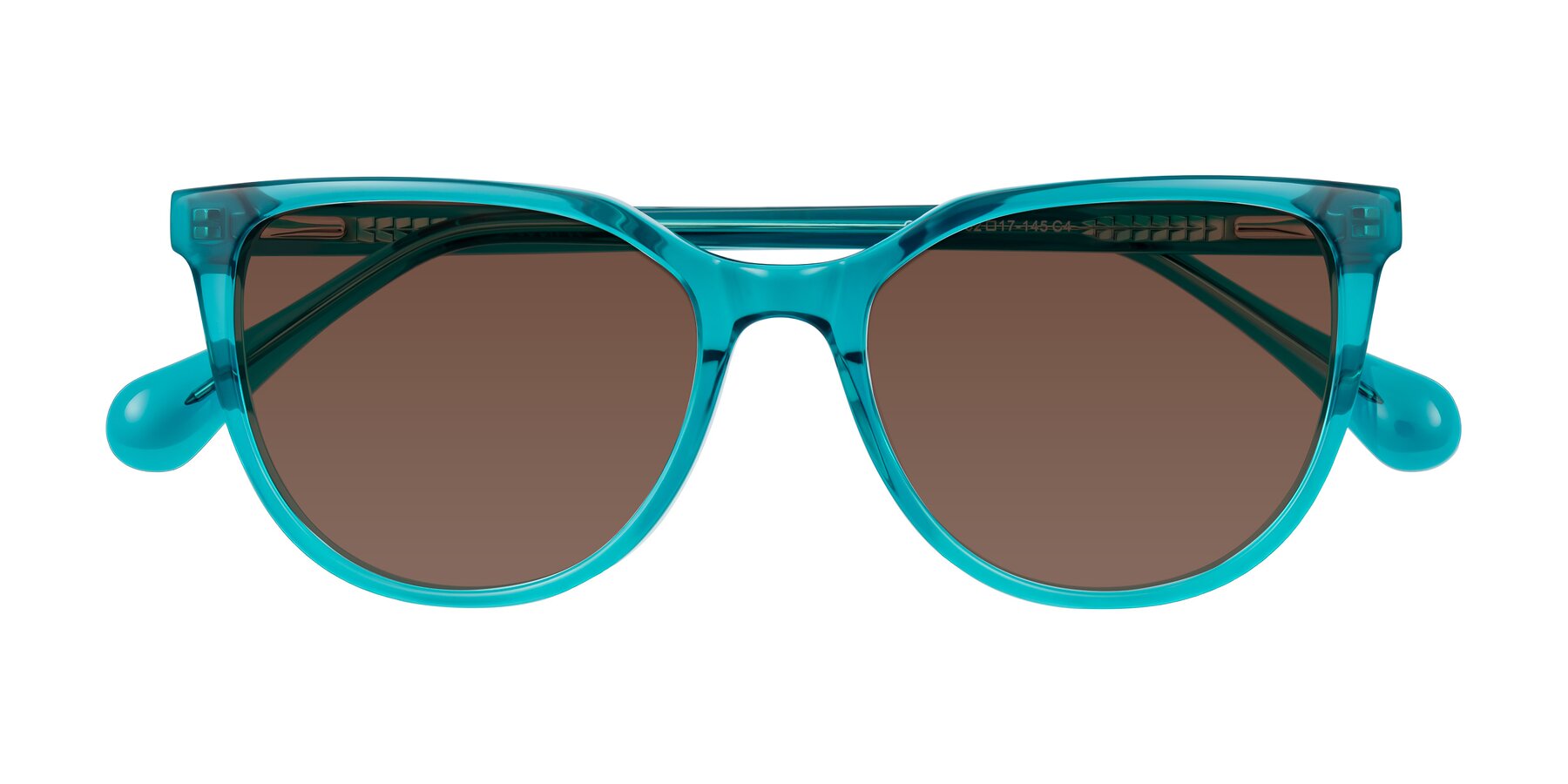 Folded Front of Glenroe in Peacock with Brown Tinted Lenses