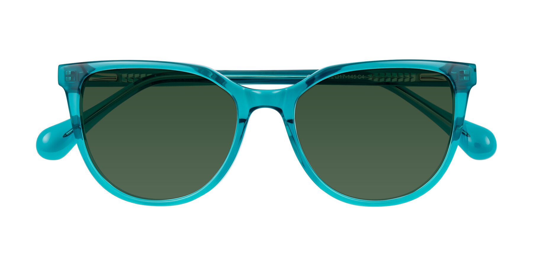 Folded Front of Glenroe in Peacock with Green Tinted Lenses