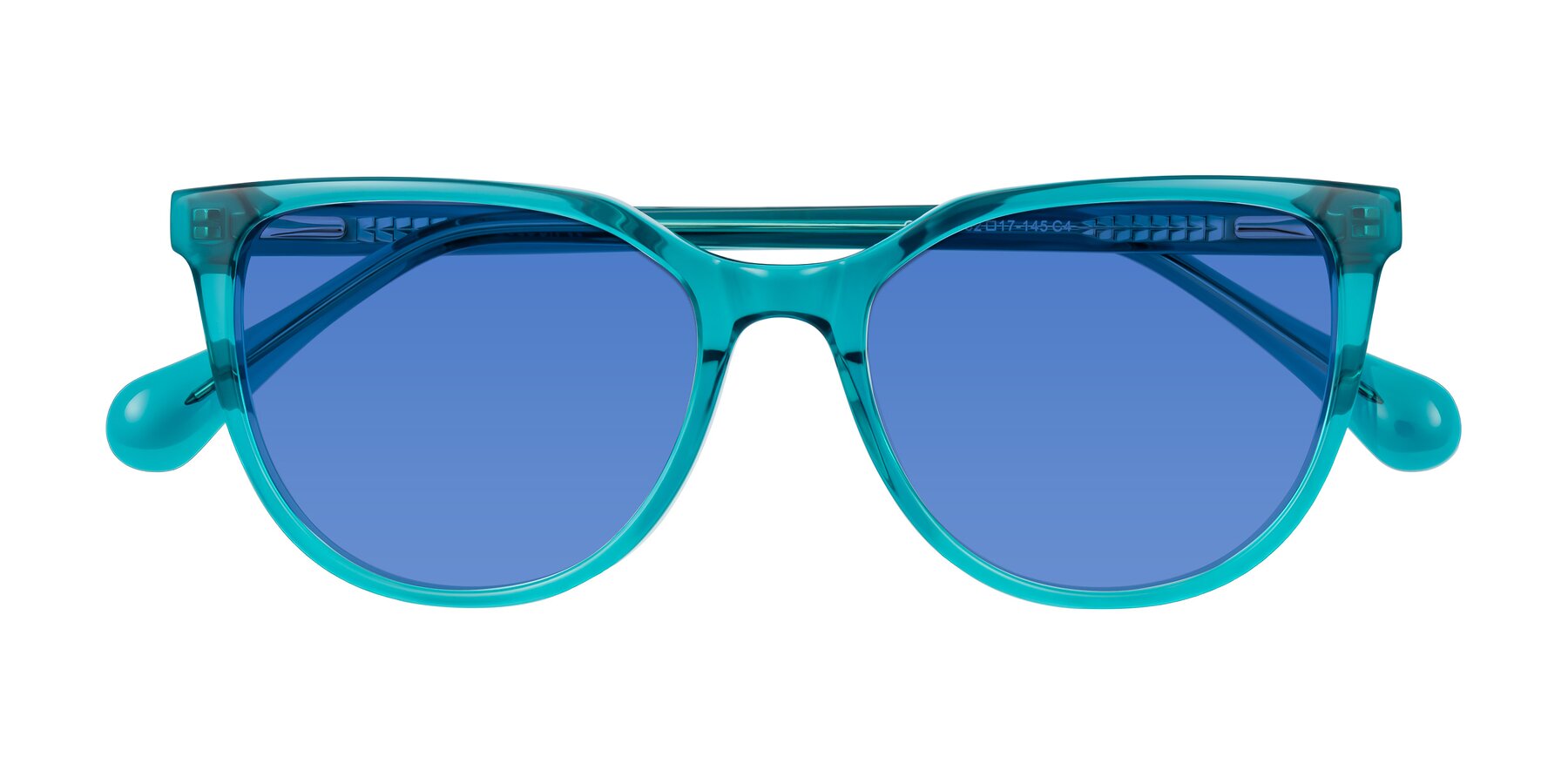 Folded Front of Glenroe in Peacock with Blue Tinted Lenses