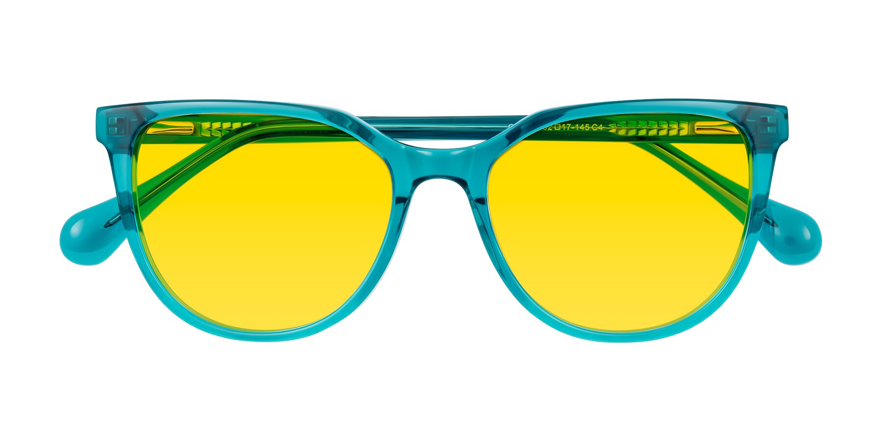 Folded Front of Glenroe in Peacock with Yellow Tinted Lenses