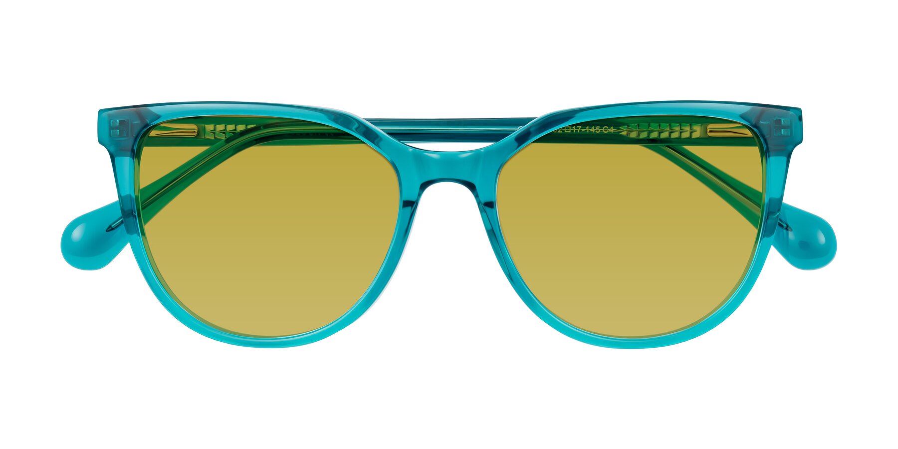 Folded Front of Glenroe in Peacock with Champagne Tinted Lenses