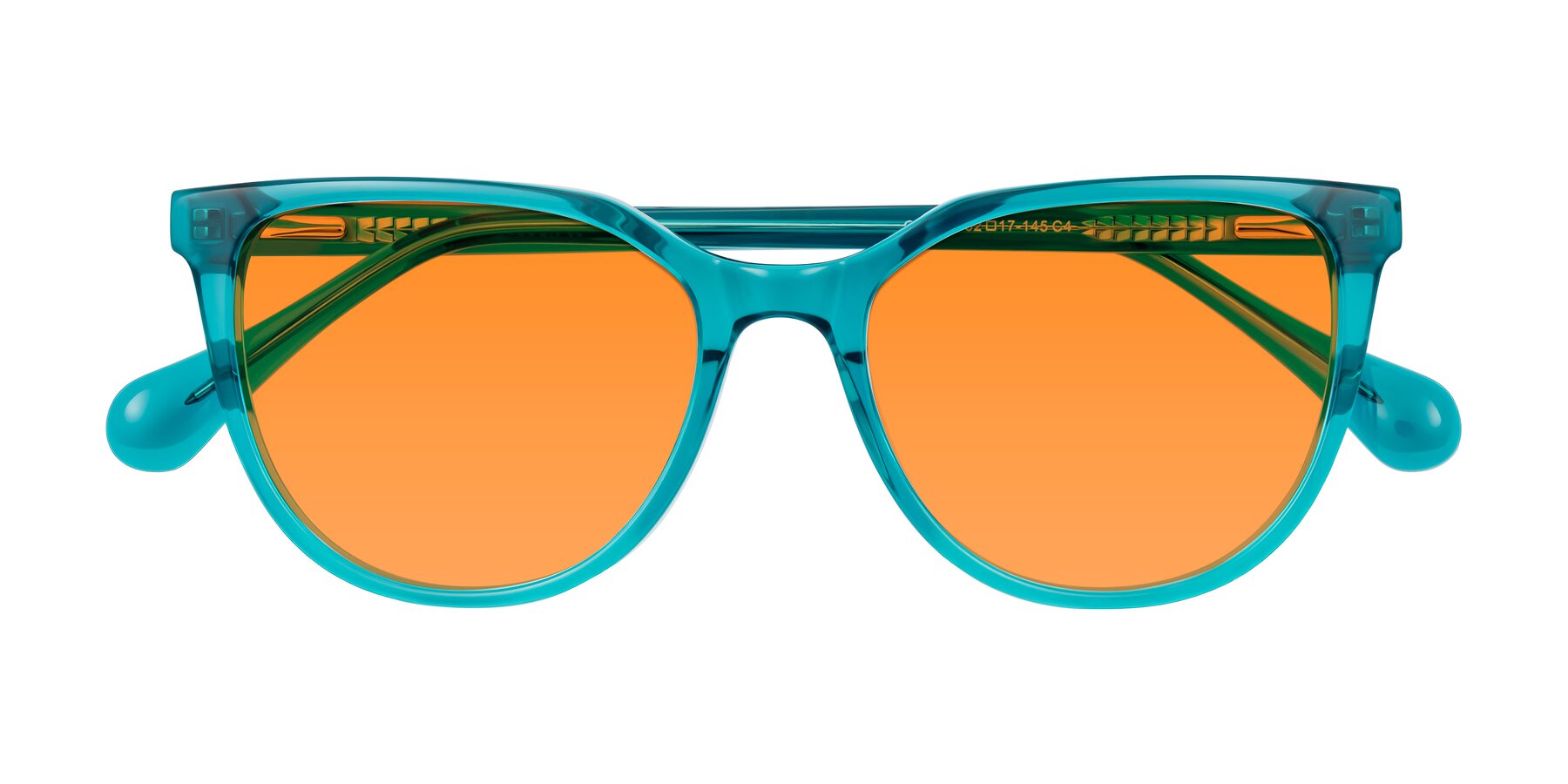 Folded Front of Glenroe in Peacock with Orange Tinted Lenses