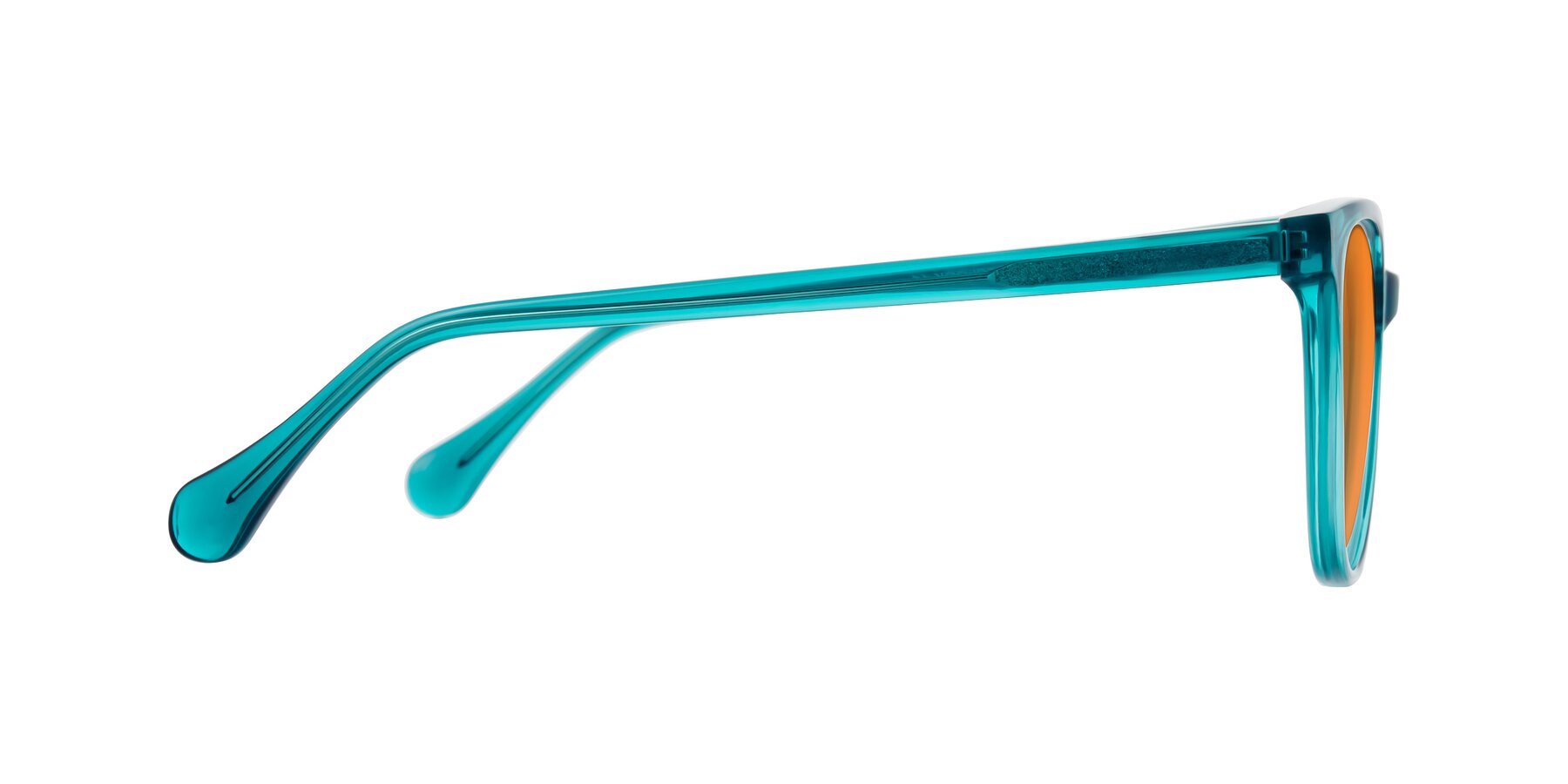 Side of Glenroe in Peacock with Orange Tinted Lenses