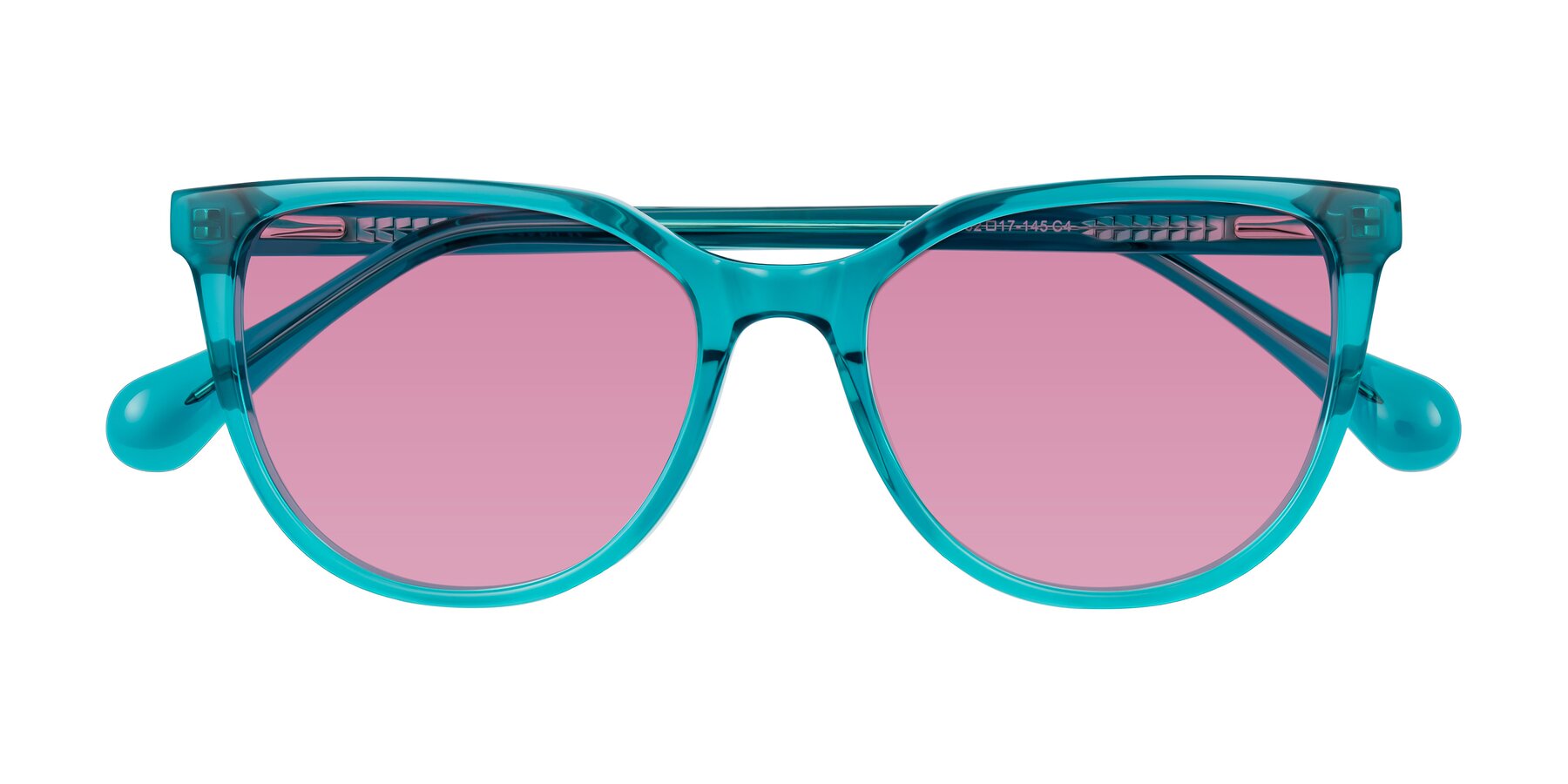 Folded Front of Glenroe in Peacock with Medium Wine Tinted Lenses