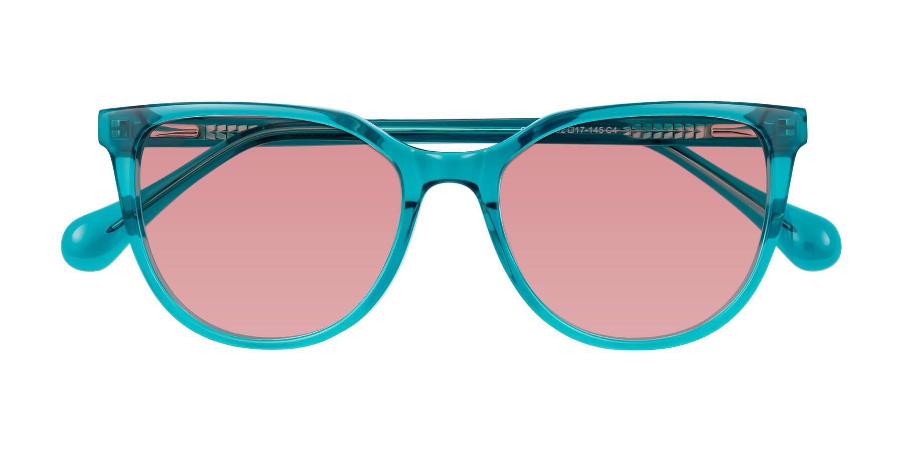 Folded Front of Glenroe in Peacock with Medium Garnet Tinted Lenses