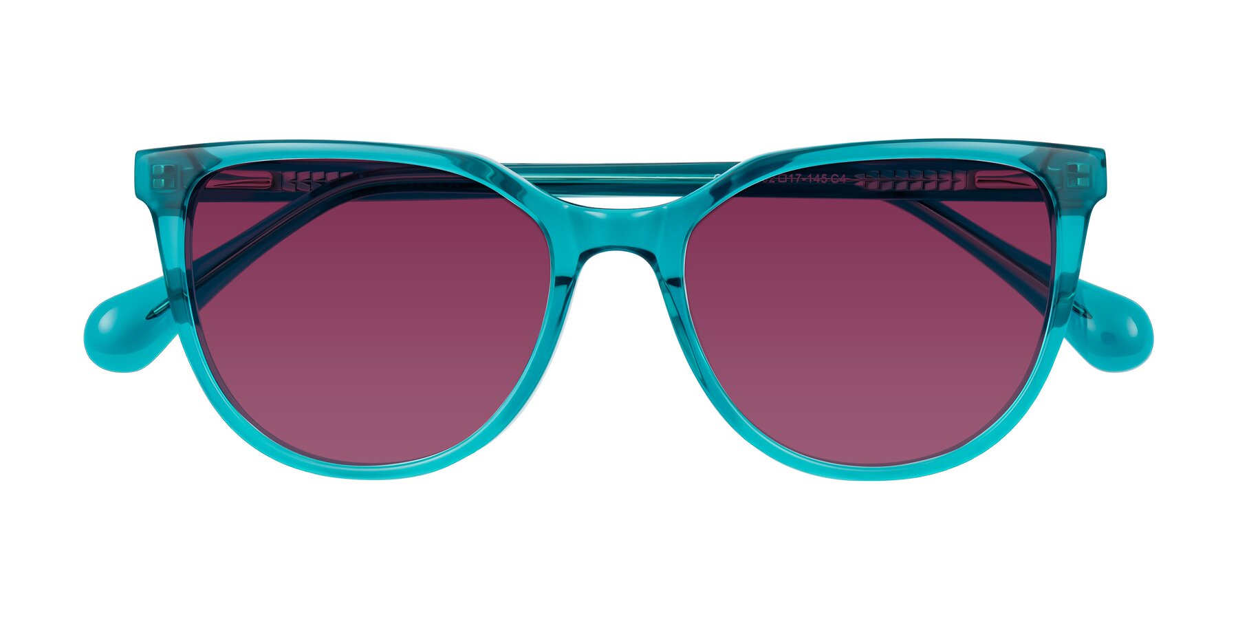 Folded Front of Glenroe in Peacock with Wine Tinted Lenses