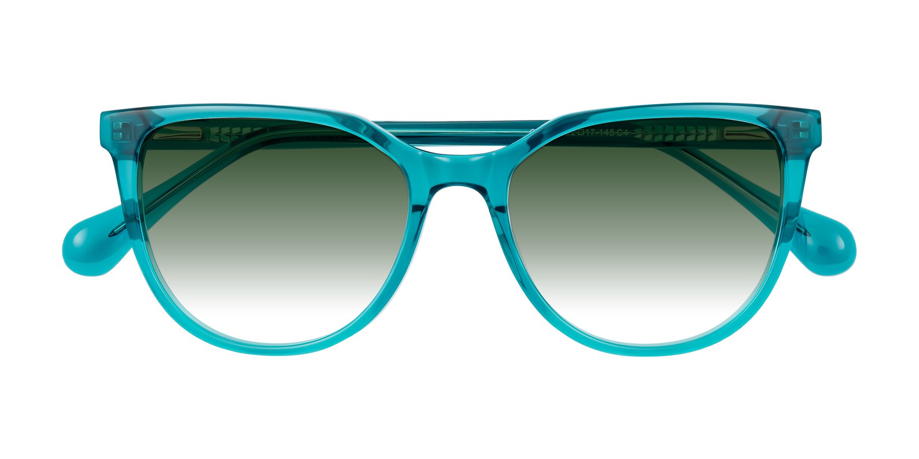 Folded Front of Glenroe in Peacock with Green Gradient Lenses