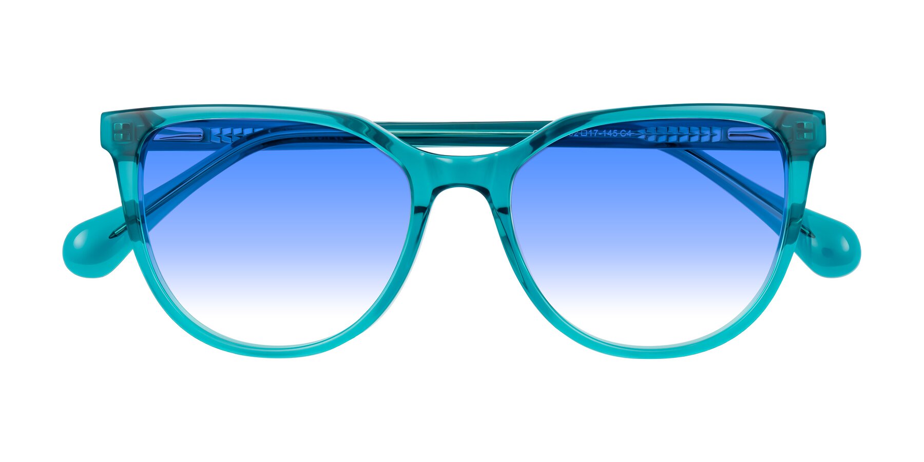 Folded Front of Glenroe in Peacock with Blue Gradient Lenses