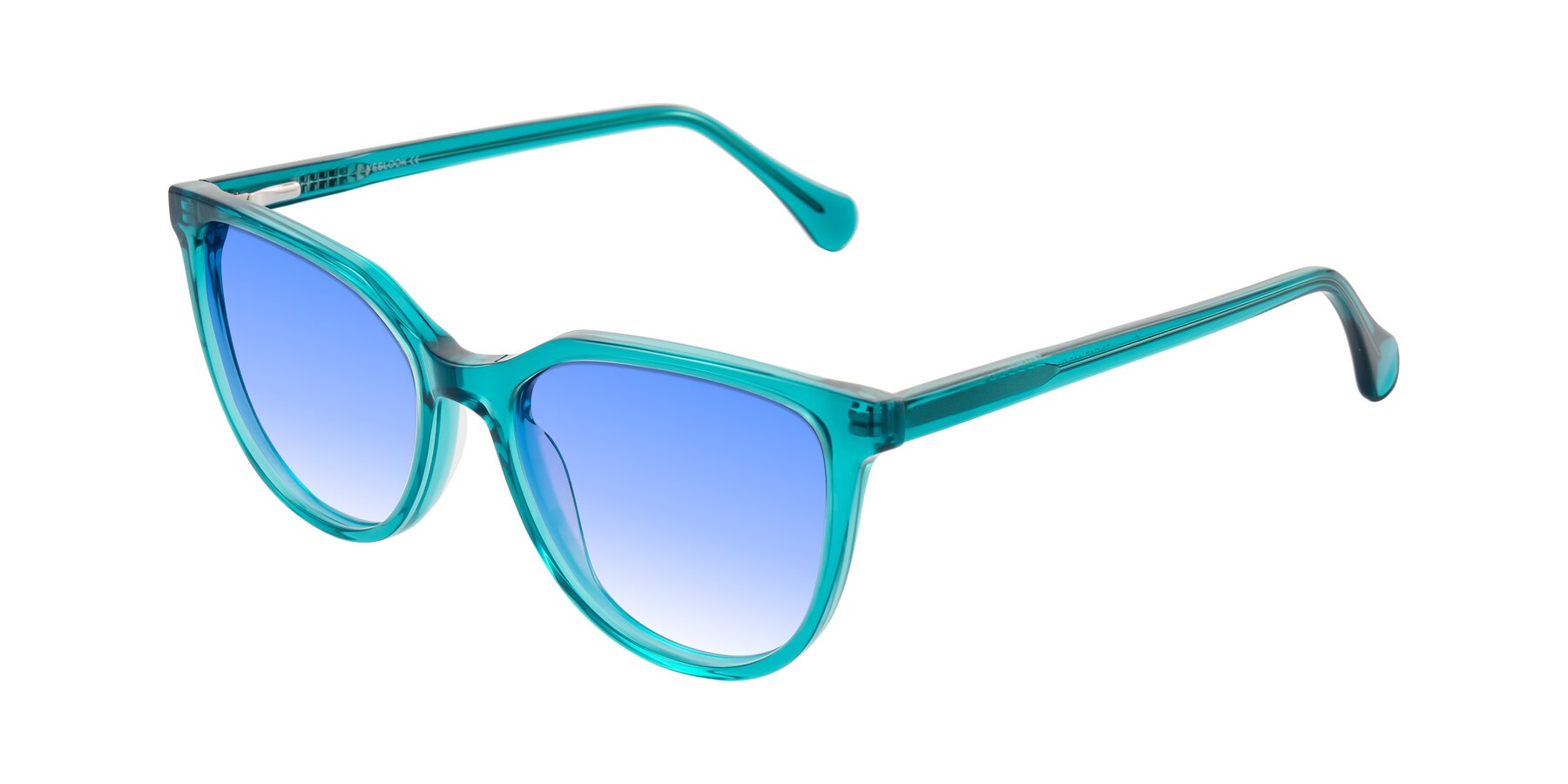 Angle of Glenroe in Peacock with Blue Gradient Lenses