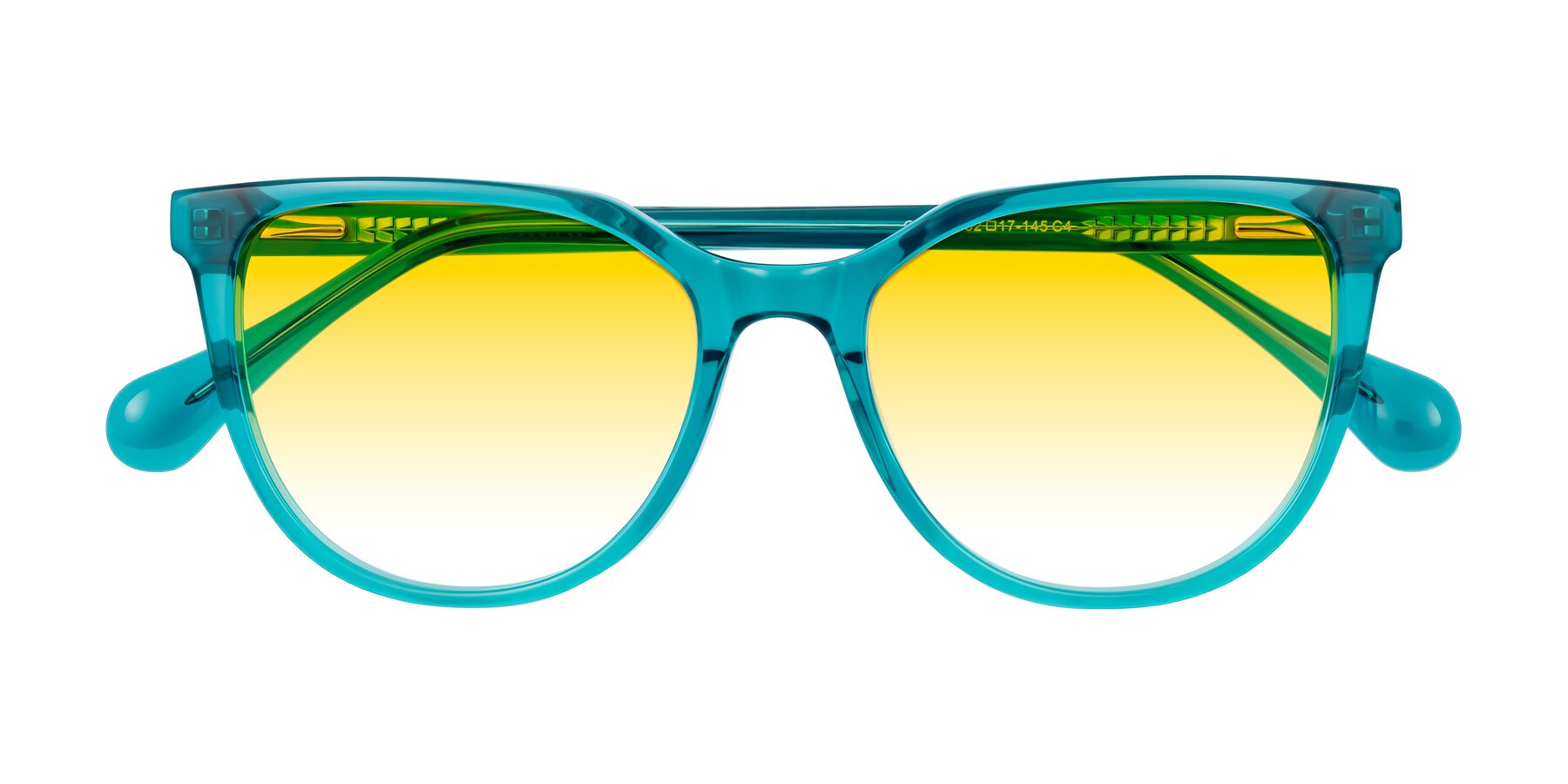Folded Front of Glenroe in Peacock with Yellow Gradient Lenses