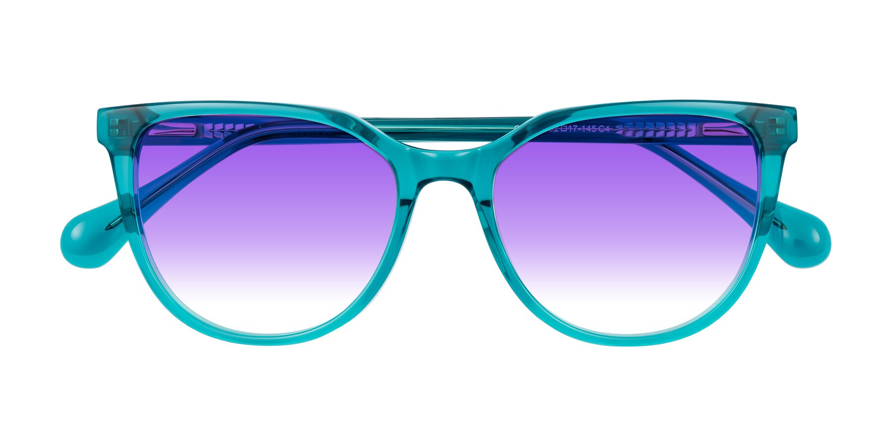 Folded Front of Glenroe in Peacock with Purple Gradient Lenses