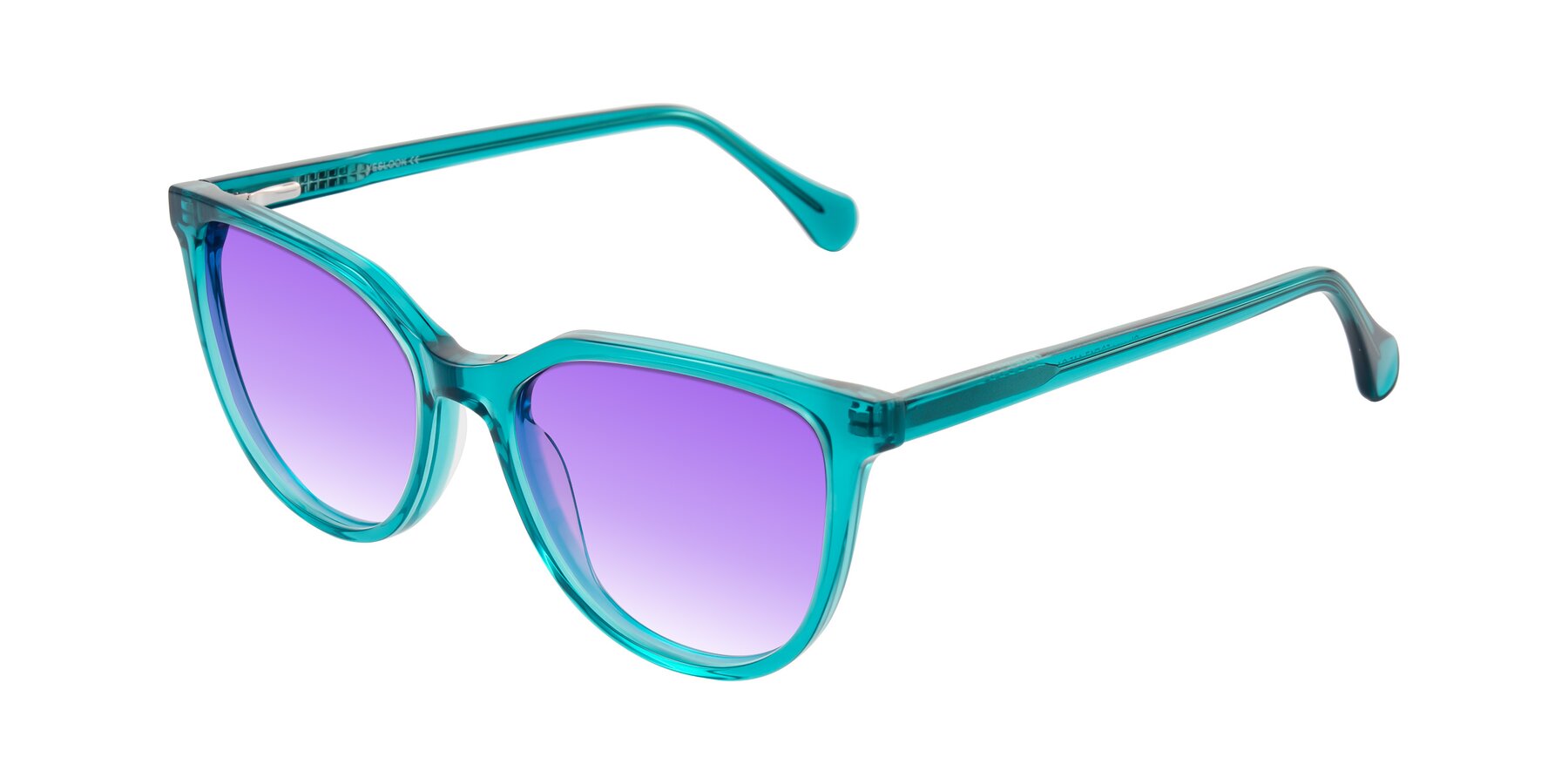 Angle of Glenroe in Peacock with Purple Gradient Lenses
