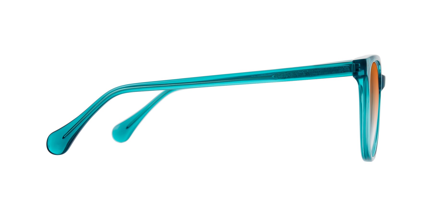 Side of Glenroe in Peacock with Orange Gradient Lenses