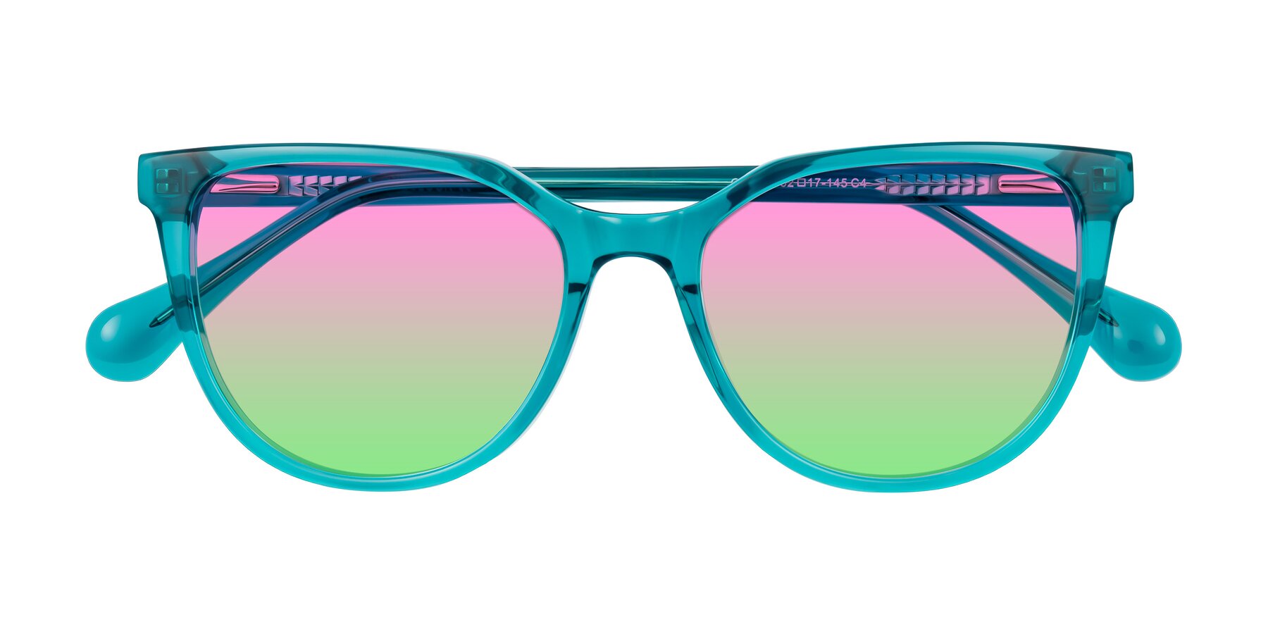 Folded Front of Glenroe in Peacock with Pink / Green Gradient Lenses