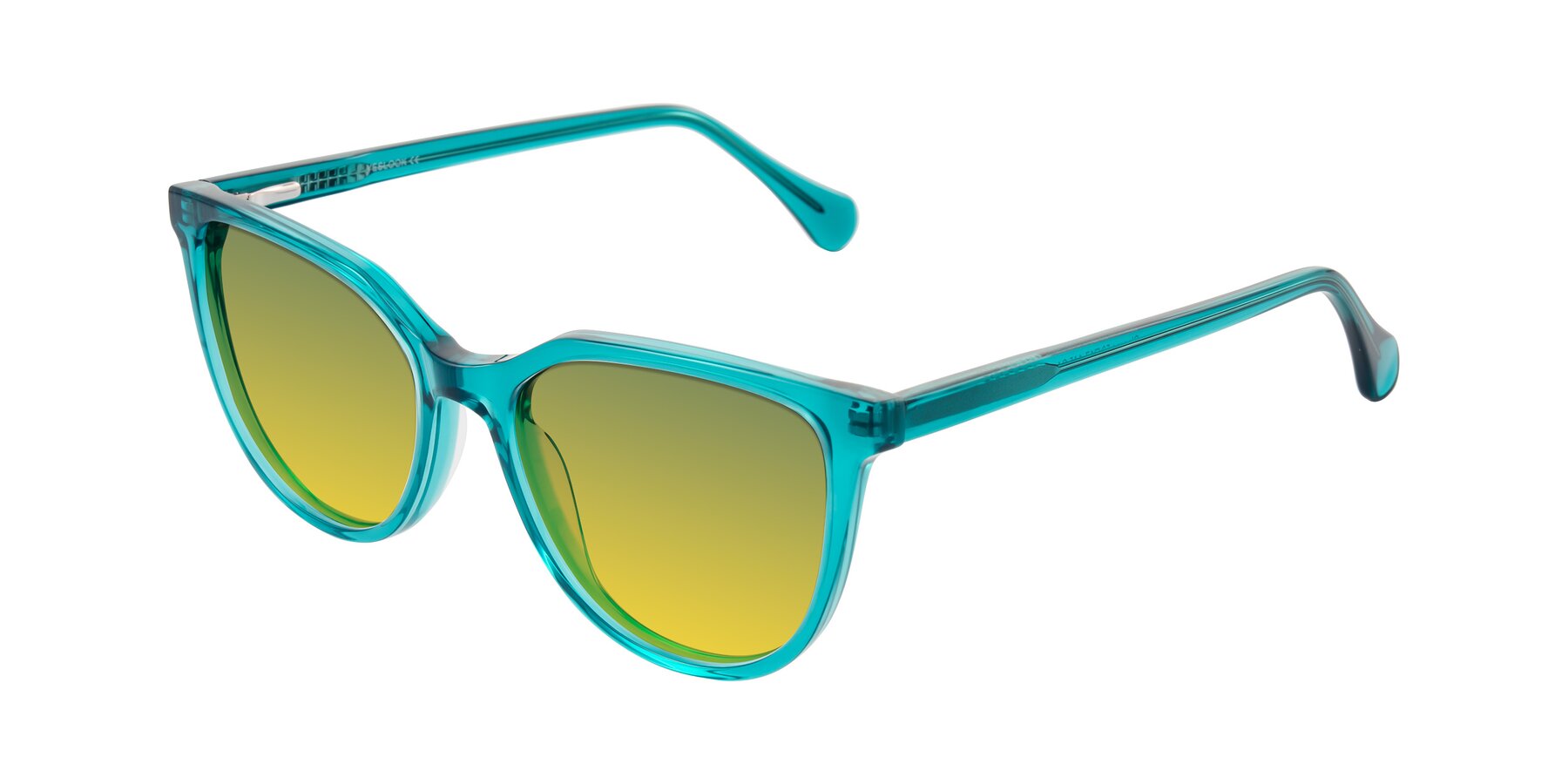 Angle of Glenroe in Peacock with Green / Yellow Gradient Lenses