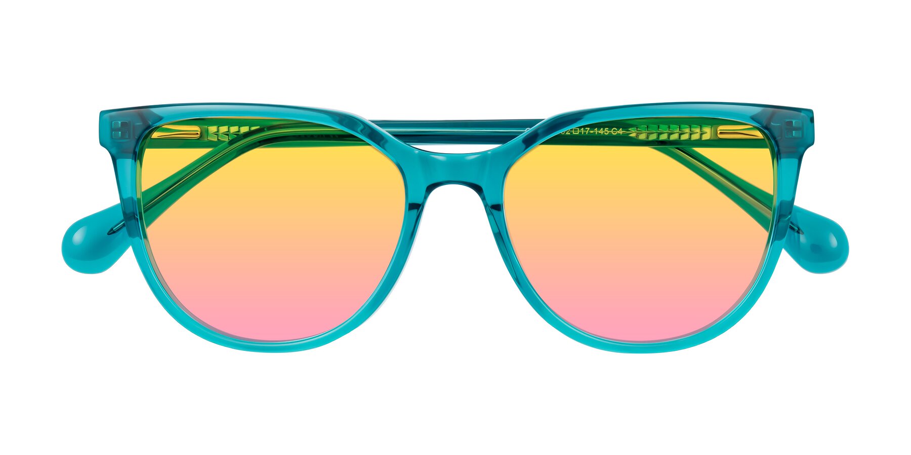 Folded Front of Glenroe in Peacock with Yellow / Pink Gradient Lenses