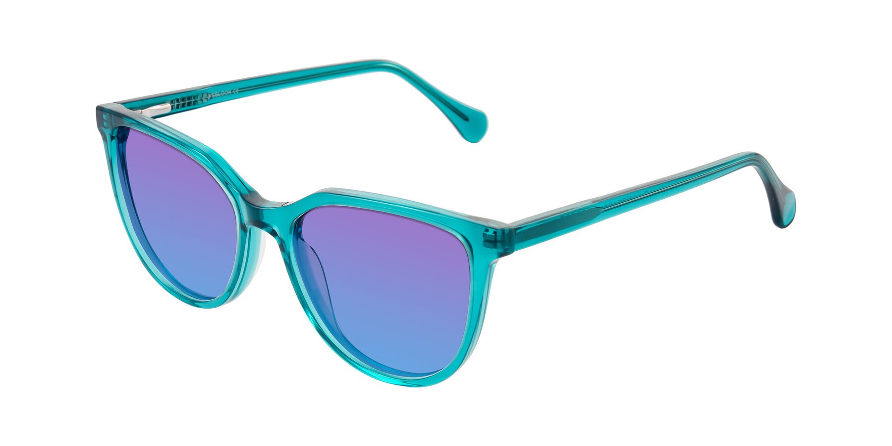 Angle of Glenroe in Peacock with Purple / Blue Gradient Lenses