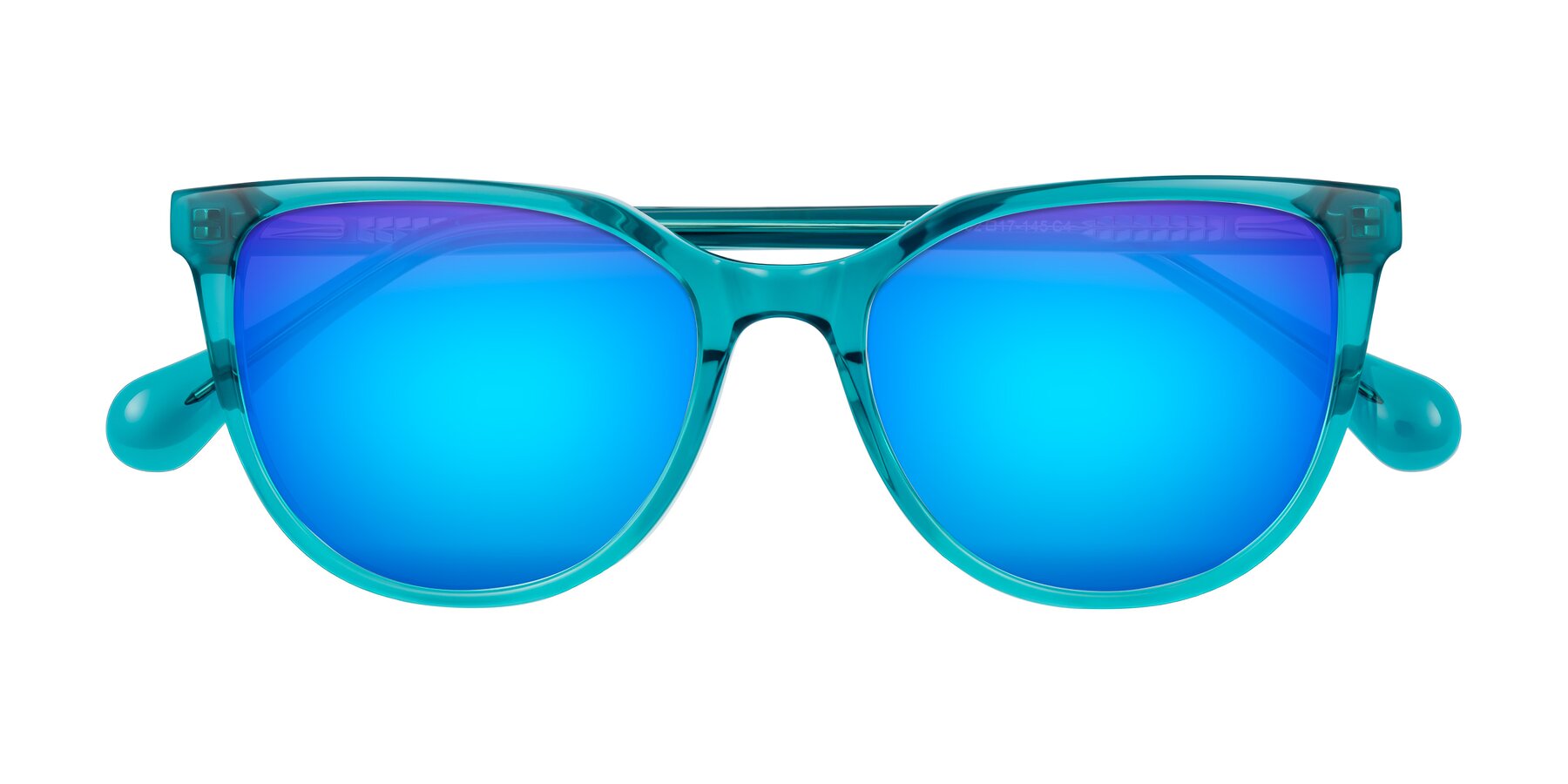 Folded Front of Glenroe in Peacock with Blue Mirrored Lenses