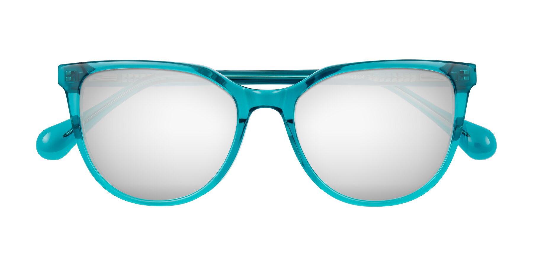 Folded Front of Glenroe in Peacock with Silver Mirrored Lenses