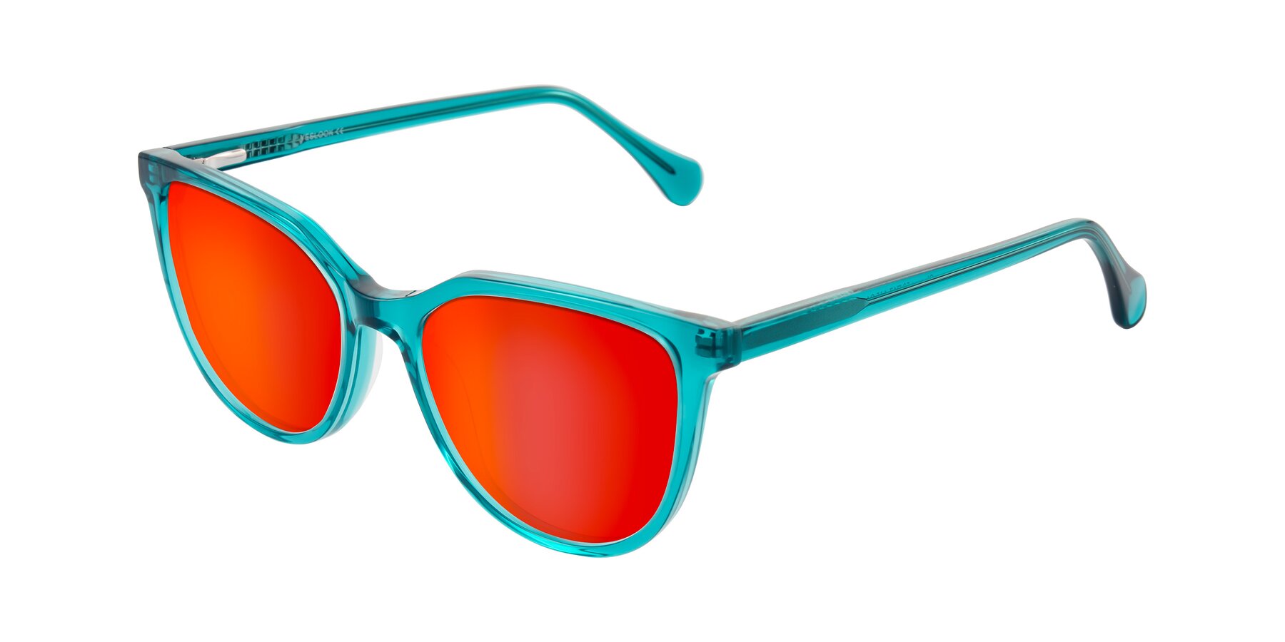 Angle of Glenroe in Peacock with Red Gold Mirrored Lenses