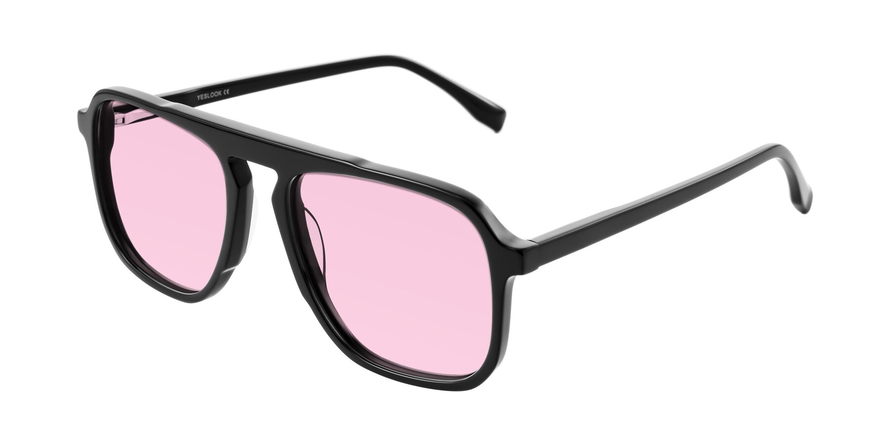 Angle of Recalote in Black with Light Pink Tinted Lenses