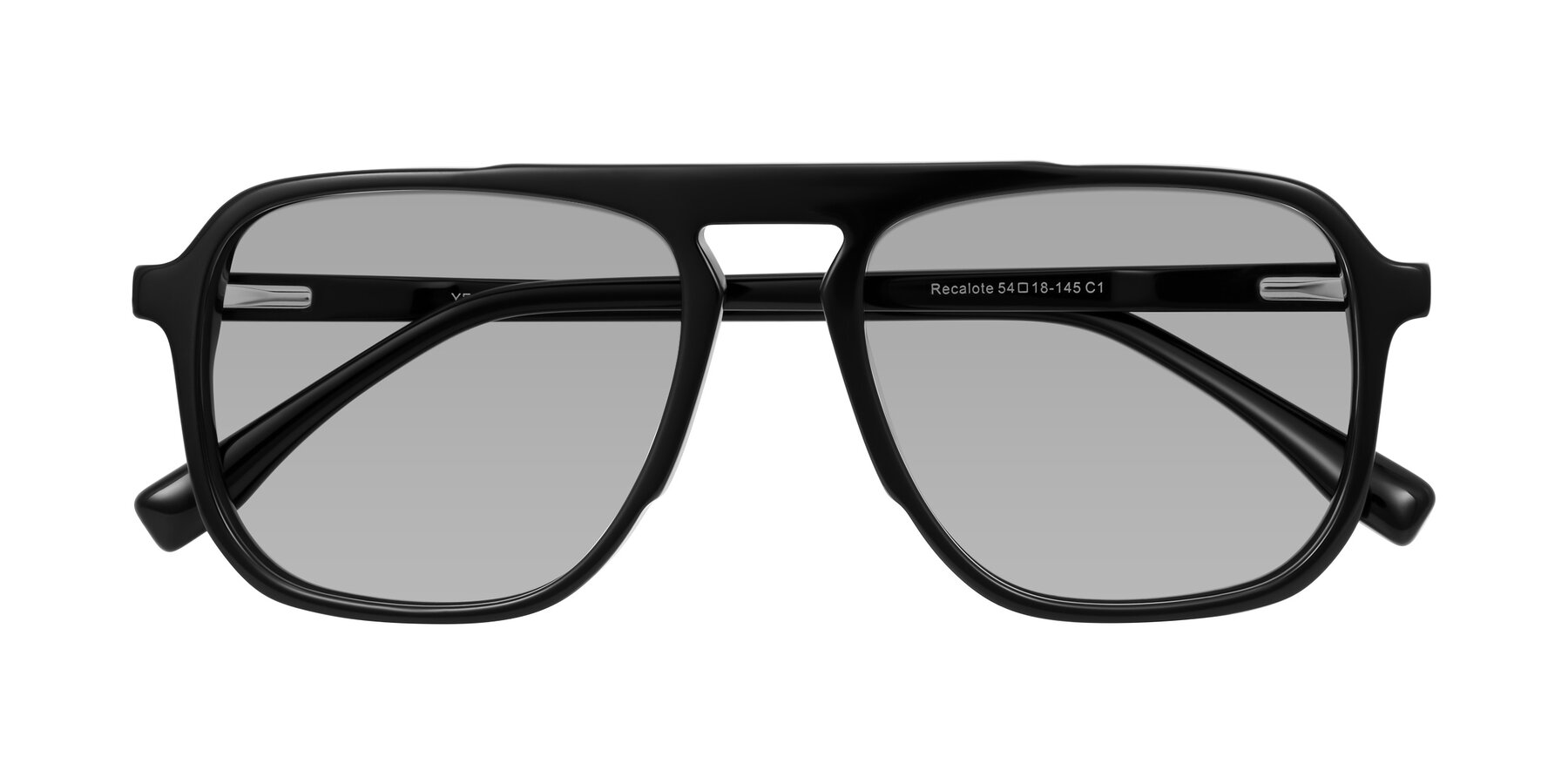 Folded Front of Recalote in Black with Light Gray Tinted Lenses