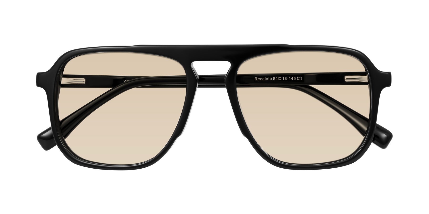 Folded Front of Recalote in Black with Light Brown Tinted Lenses
