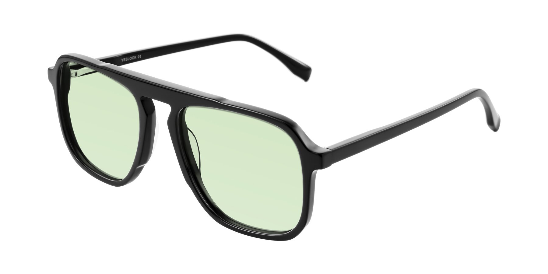Angle of Recalote in Black with Light Green Tinted Lenses