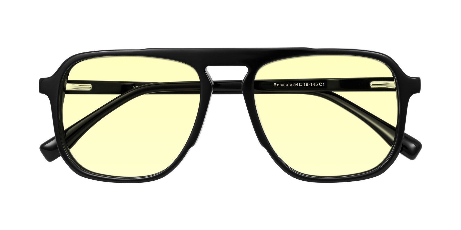 Folded Front of Recalote in Black with Light Yellow Tinted Lenses