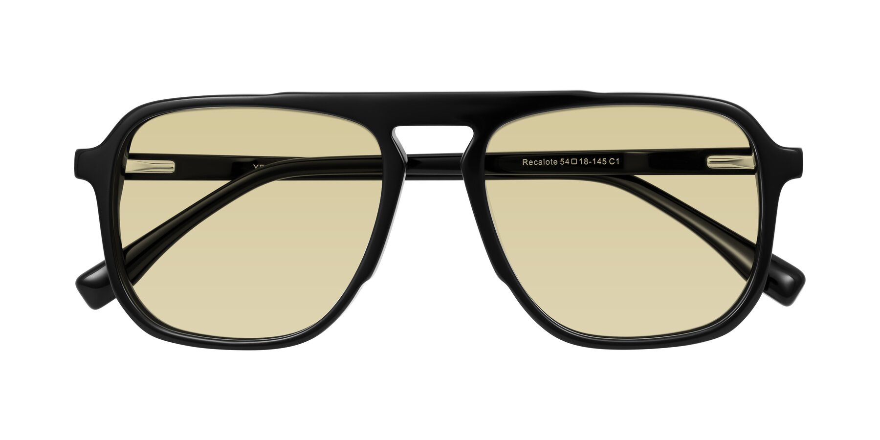 Folded Front of Recalote in Black with Light Champagne Tinted Lenses
