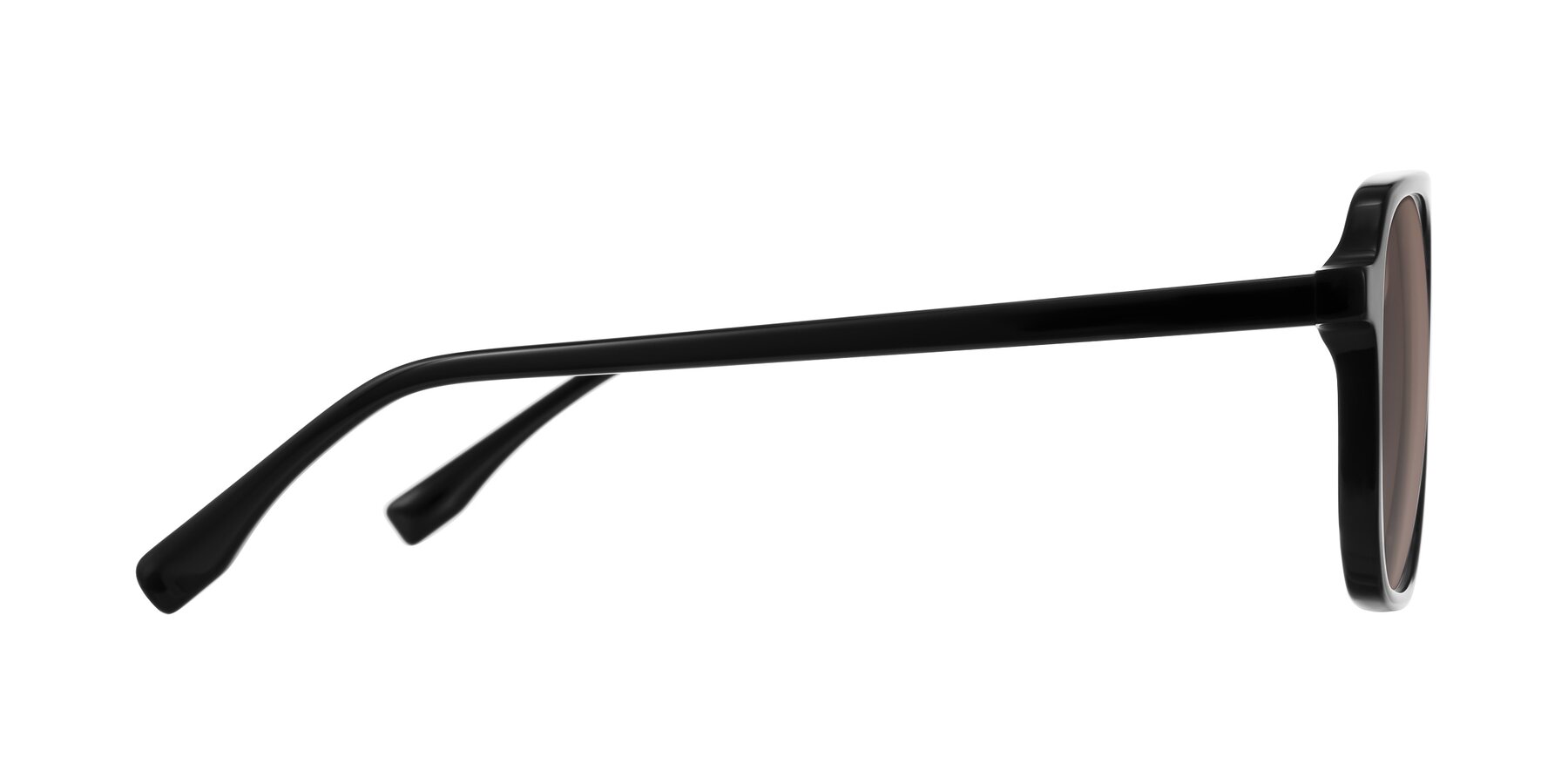 Side of Recalote in Black with Medium Brown Tinted Lenses